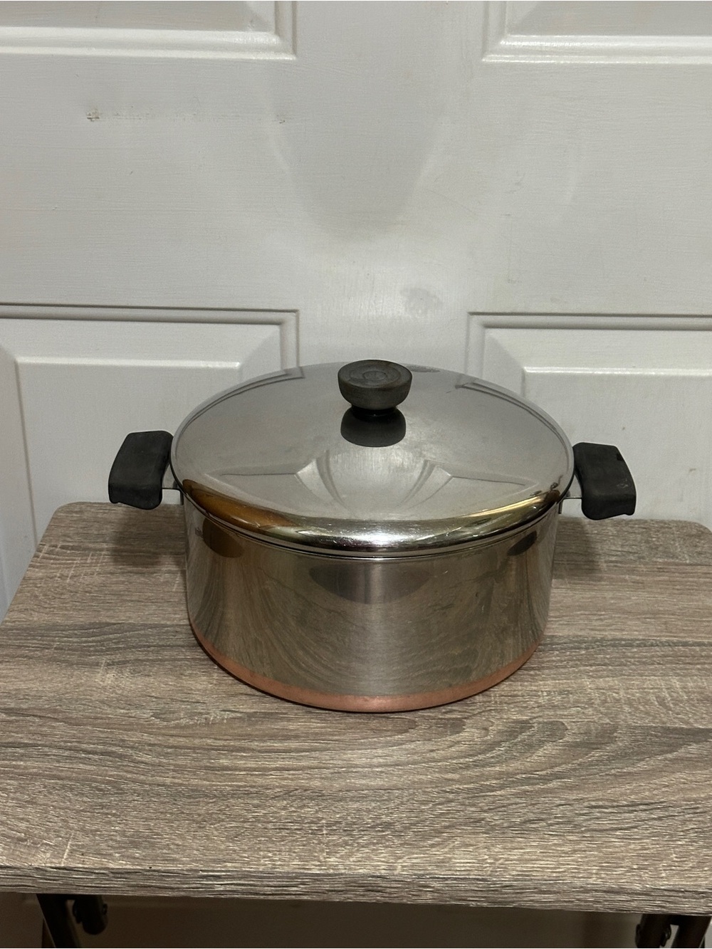 Vintage Revere Ware 5 Qt Copper Bottom Stainless Stock Pot w/ Lid 2363973
